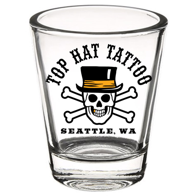 Picture of a Top Hat Tattoo shot glass merchandise